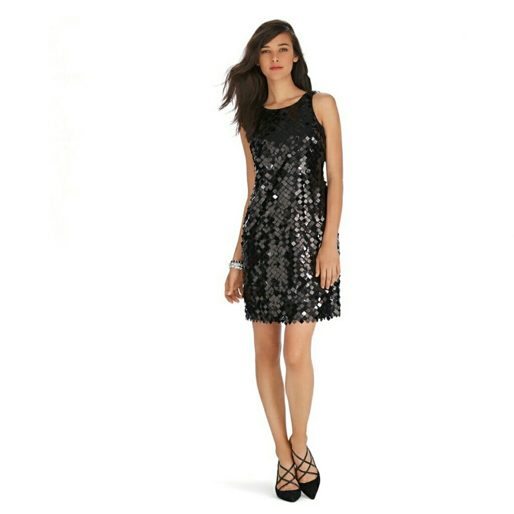 WHBM Sleeveless Sequin Black Party Dress
